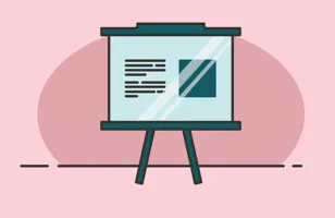 En rosa bakgrund med en svartvit grafik av en datorskärm. Illustration