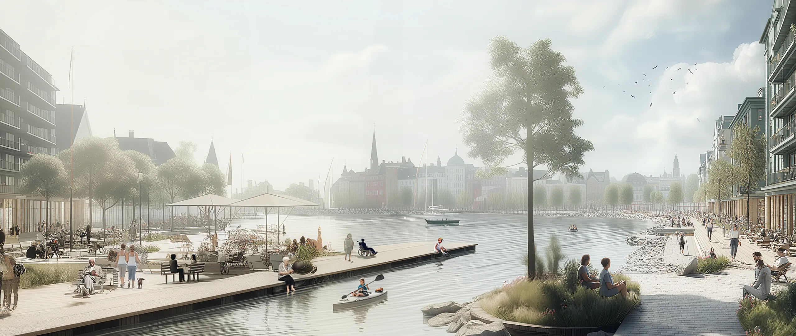 AI-genererad bild över ett framtida Sundsvall
