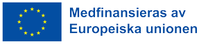 Logotyp för EU-finansiering. EU:s flagga med blå bakgrund och gula stjärnor i en ring.