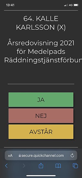 Begär votering. Knappar: Ja, Nej, Avstår.